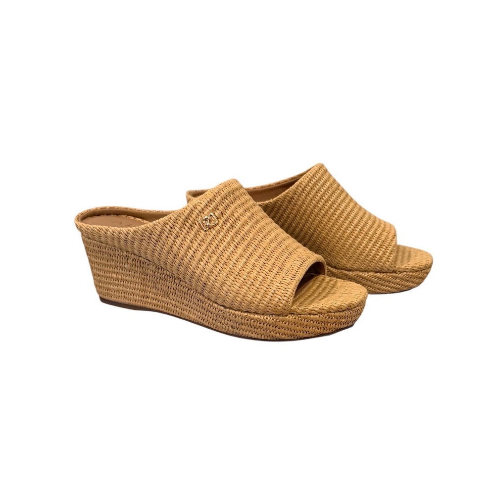 Aerosoles Cafe Basket Raffia Wedge Sandals Natural Tan‎ Women Runs Big 7.5M/8.5M